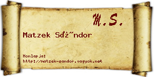 Matzek Sándor névjegykártya